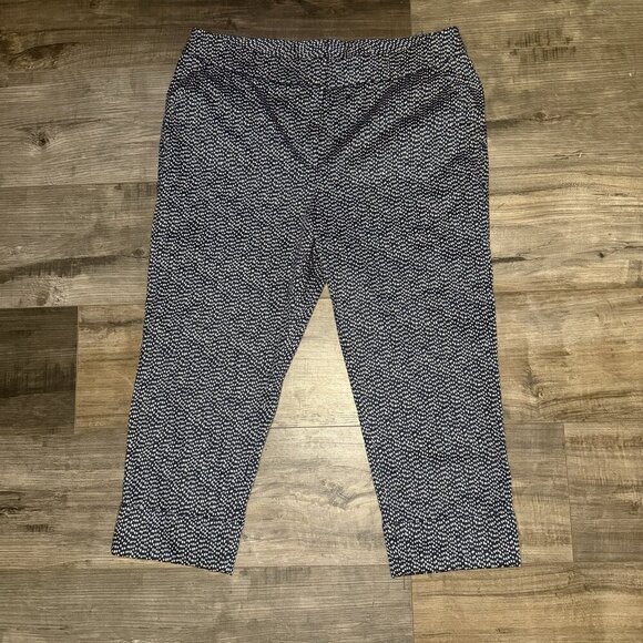 Chico's Pants Women's 2P Navy Blue Polka Dot Ankle High Rise Stretch - Picture 1 of 7